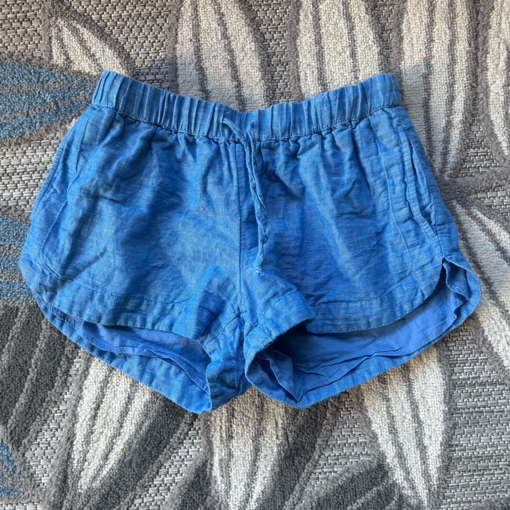 Vineyard Vines Women’s Chambray Blue Linen Cotton Drawstring Shorts Size XS